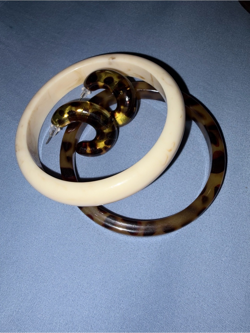 Cream and Tortoiseshell Hoop Earrings - Women Accessories